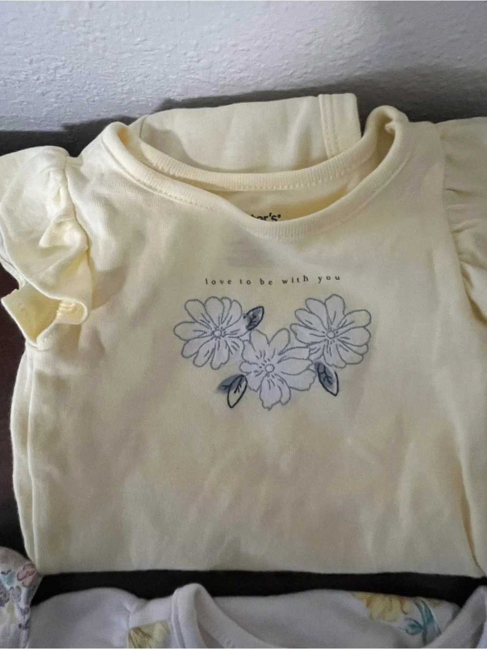 Carter's Yellow & White Floral Ruffle Sleeve Baby Tops Set